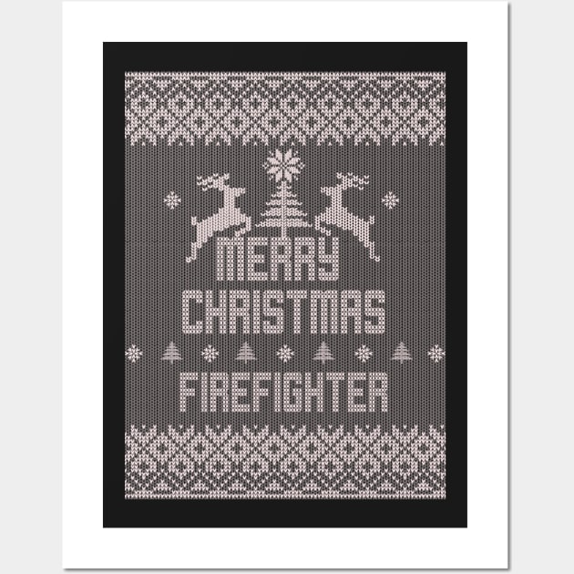 Merry Christmas FIREFIGHTER Wall Art by ramiroxavier